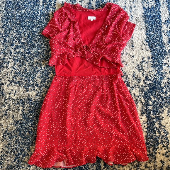 superdown Mercy Polka Dot Dress in Red - Picture 4 of 7